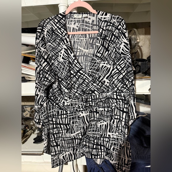 Cato Tops - Cato Black and White Abstract Blouse